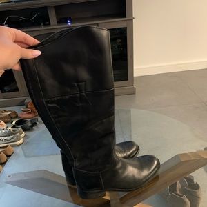 Steve Madden black leather boots (knee high )